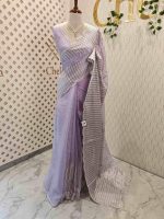 Organsa saree with intricate floral cut work style boarder - Image 3