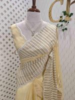 Organsa saree with intricate floral cut work style boarder - Image 4