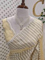 Organsa saree with intricate floral cut work style boarder - Image 5
