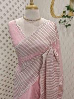Organsa saree with intricate floral cut work style boarder - Image 7