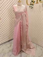 Organsa saree with intricate floral cut work style boarder - Image 9