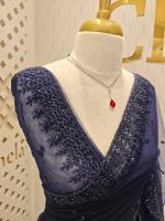 Net saree with leafy sequenced and beads work on border - Image 5