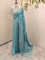Semi Tussur saree with small motif all over the body and cut work on pallu along with scallop - Image 9