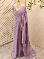 Semi Tussur saree with small motif all over the body and cut work on pallu along with scallop - Image 12