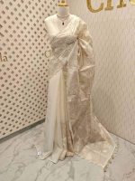 Organza with golden zari big floral pattern - Image 28