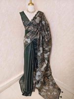 Organza with golden zari big floral pattern - Image 34