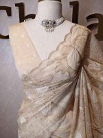 Organza with golden zari big floral pattern - Image 35