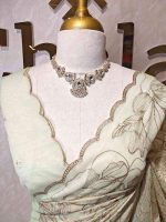 Organza with golden zari big floral pattern - Image 39