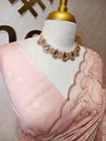 Organza with golden zari big floral pattern - Image 45