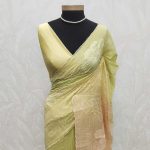 Mul Chanderi with 4D shading and white floral thread embroidery
