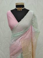 Mul Chandheri with lotus -inspired applique embroidery - Image 9