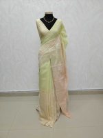 Mul Chandheri with lotus -inspired applique embroidery - Image 5