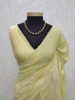 Mul Chandheri with lotus -inspired applique embroidery - Image 3
