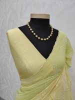 Mul Chandheri with lotus -inspired applique embroidery - Image 4