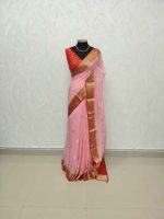 Georgette Banarasi with a plain body, scattered zari-woven buttas,and a contrast floral zari-woven border - Image 44