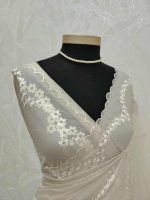 Organza with floral lace embroidery and border detailing - Image 4