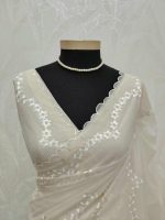 Organza with floral lace embroidery and border detailing - Image 12