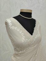 Organza with floral lace embroidery and border detailing - Image 13