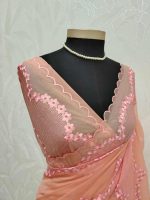 Organza with floral lace embroidery and border detailing - Image 19