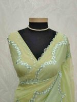 Organza with floral lace embroidery and border detailing - Image 9