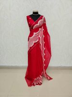Organza with floral lace embroidery and border detailing - Image 5