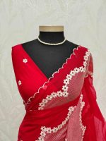 Organza with floral lace embroidery and border detailing - Image 6