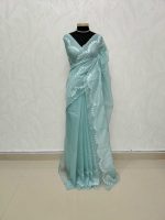 Organza with floral lace embroidery and border detailing - Image 14