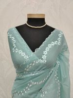 Organza with floral lace embroidery and border detailing - Image 15