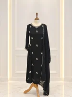 Chiffon 3 piece salwar suit 1-Black - Image 2