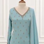 Chiffon 3 piece salwar suit 2 - Light Blue