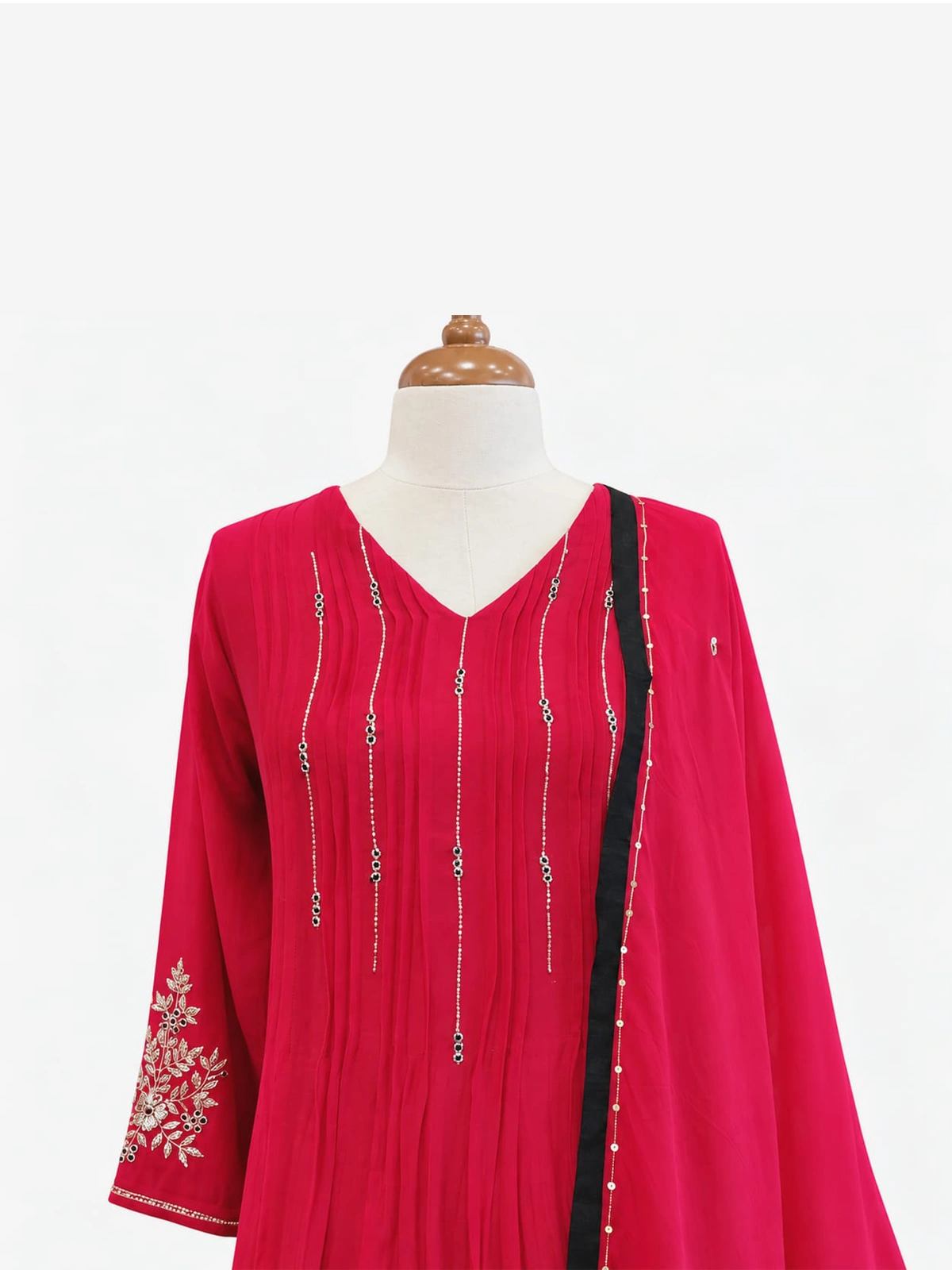CSL2189 Mul Chanderi 3 piece salwar suit 4- Pink - Image 1