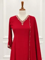 Chiffon 3 piece salwar suit 5- Red