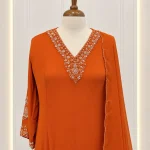 Chiffon 3 piece salwar suit 7- Orange