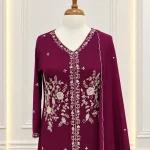 Chiffon 3 piece salwar suit 8- Wine