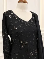 Chiffon 3 piece salwar suit 10- Black - Image 4