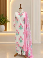 Soft Cotton 3 piece salwar suit 4- Off-white - Image 2