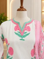 Soft Cotton 3 piece salwar suit 4- Off-white - Image 4