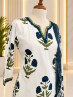 Soft Cotton 3 piece salwar suit 2- White - Image 3