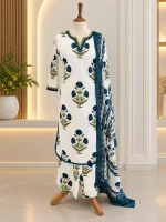 Soft Cotton 3 piece salwar suit 2- White - Image 2
