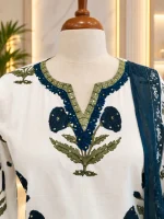 Soft Cotton 3 piece salwar suit 2- White - Image 4