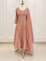Tissue 3 piece salwar suit 3- Fog rose - Image 2