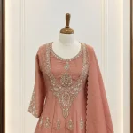 Tissue 3 piece salwar suit 3- Fog rose
