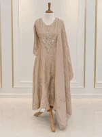 Tissue 3 piece salwar suit 4- Deep Champagne - Image 2