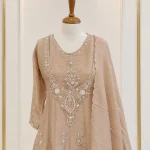 Tissue 3 piece salwar suit 4- Deep Champagne