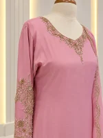 Chiffon 3 piece salwar suit 18- Pink - Image 3