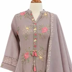 Mul Chanderi 3 piece salwar suit 25- Dusty Lavender
