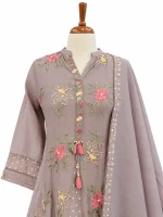 Mul Chanderi 3 piece salwar suit 25- Dusty Lavender