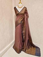 Tissue silk with small check pattern body and paisley design on the border - Image 18